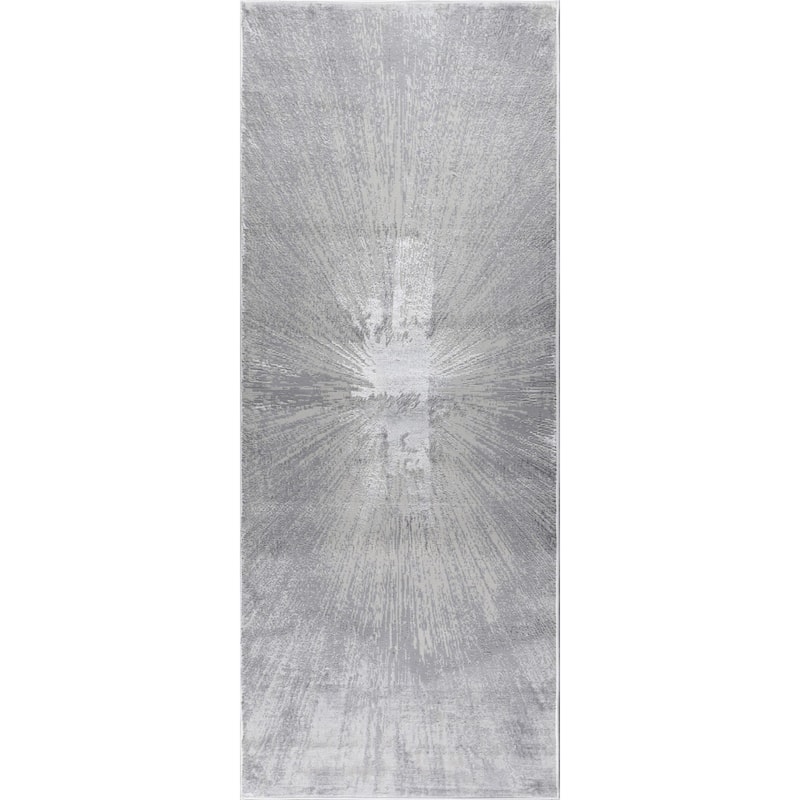 Hania Collection Grey Contemporary Abstract Area Rug - 2'6x7'7 (Runner)