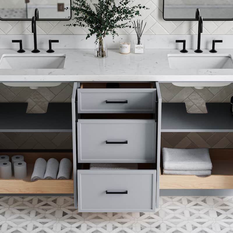 Ariel K72DCQRVO Kelly 72-1/4" Free Standing Double Basin Vanity Set