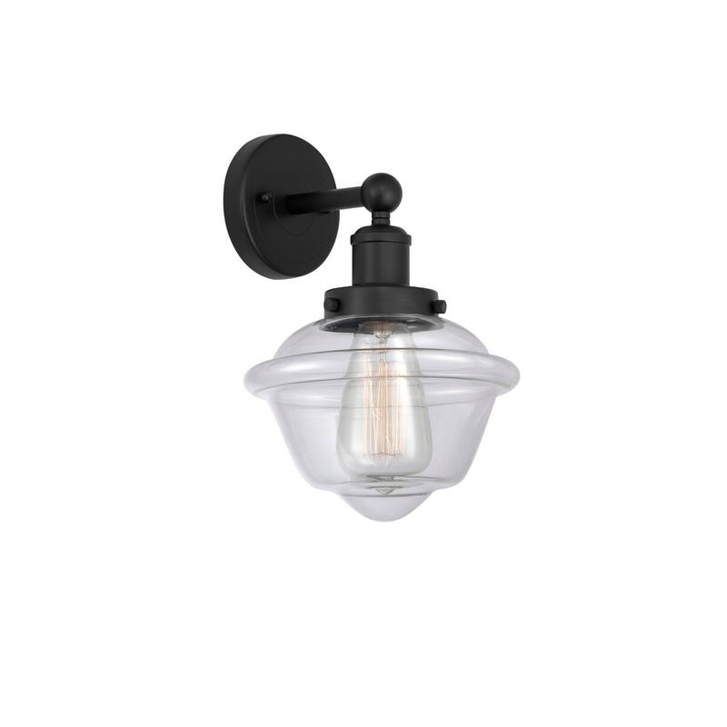 Innovations Lighting 616-1W-10-7 Oxford Sconce Oxford 10" Tall Wall - Matte Black / Clear