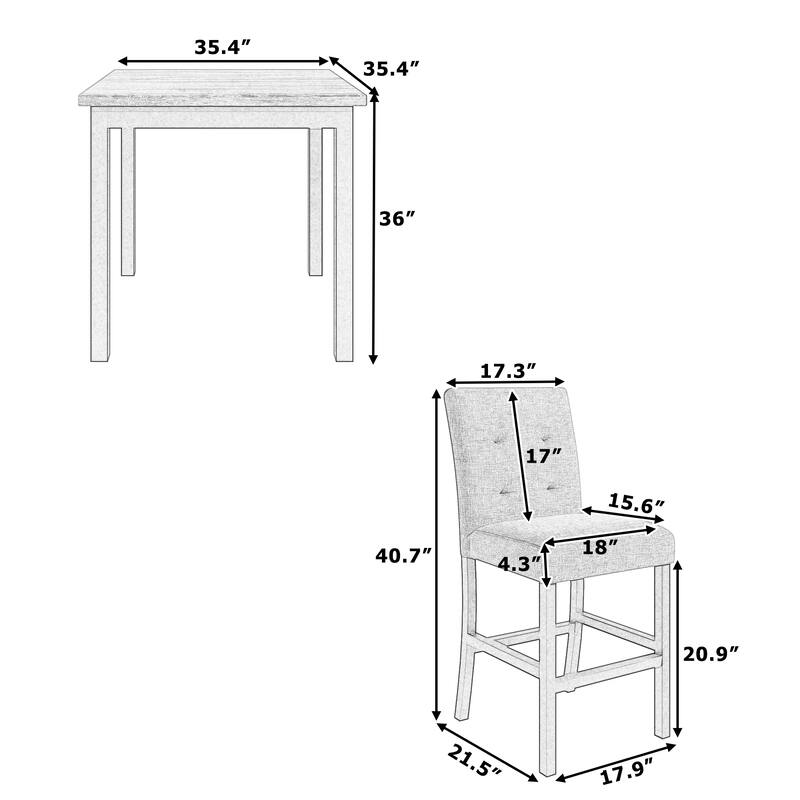 5-Piece Dining Table Set with 4 High-Back Chairs