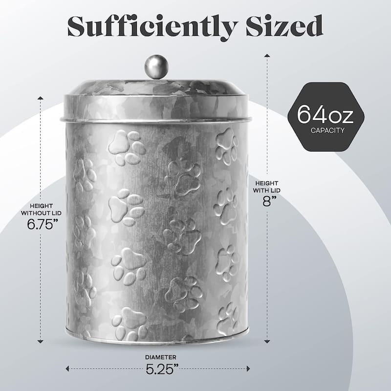 Amici Pet Puppy Paws Galvanized Food Canister