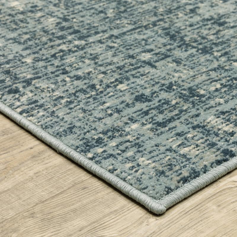 Style Haven Bassel Etched Striped Teal/ Grey Indoor Area Rug
