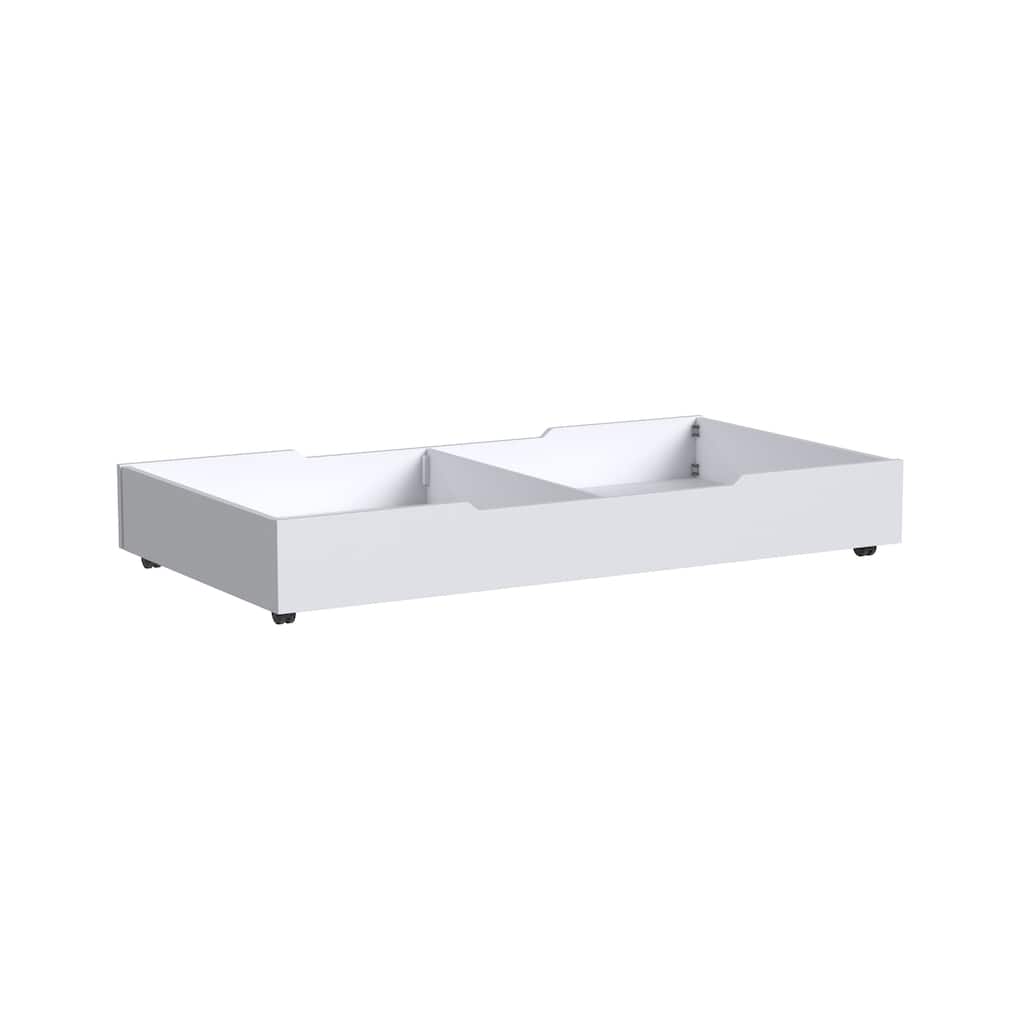 Rowan 75" Wide Modern Style Trundle, Ash Linen White