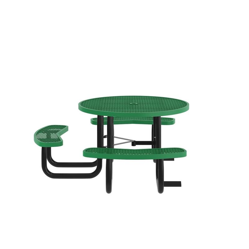 46" Round Wheelchair Accessible Metal Picnic Table with Ground Anchors - 82.5"W x 82.5"D x 29"H