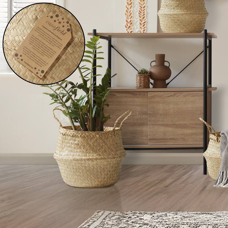 Seagrass Belly Basket Planters Woven Storage Bin Plant Pot Covers
