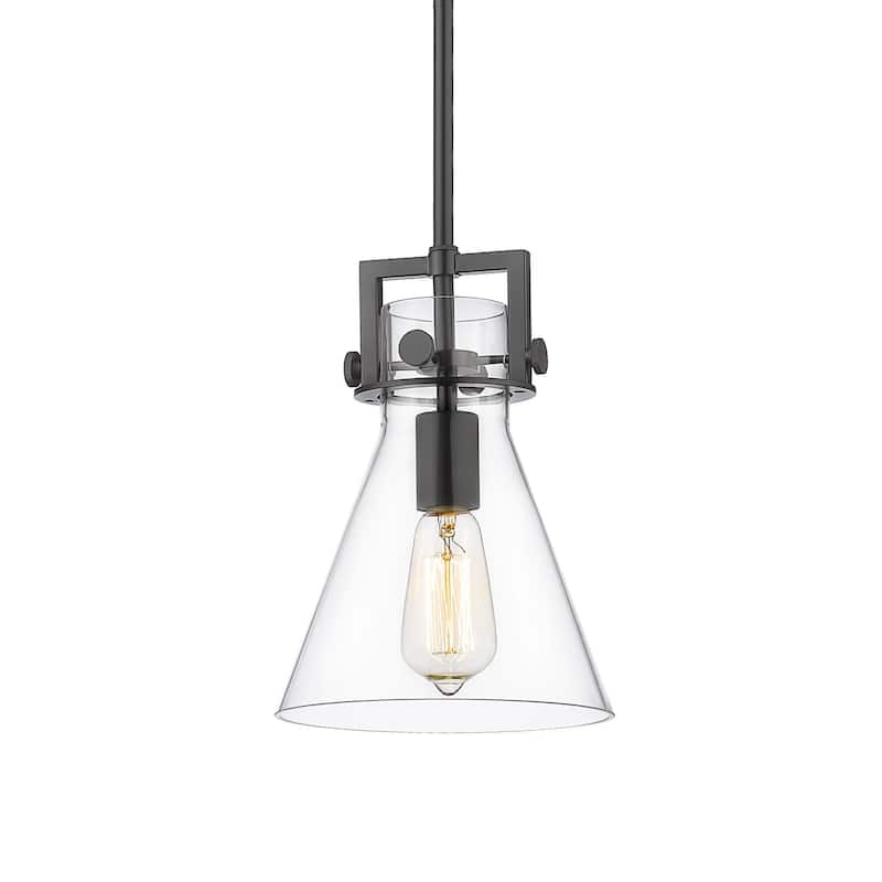 Innovations Lighting 411-1SS-11-8 Newton Cone Pendant Newton Cone 8" - Matte Black / Clear