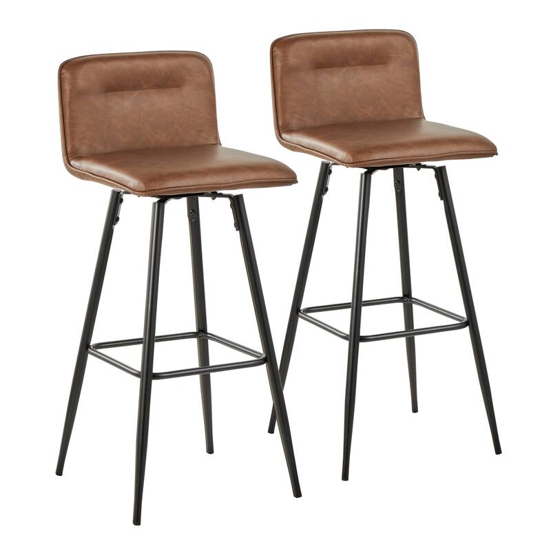 Porch & Den Kerby 30" Fixed-Height Swivel Bar Stool with Metal Legs & Square Footrest (Set of 2)