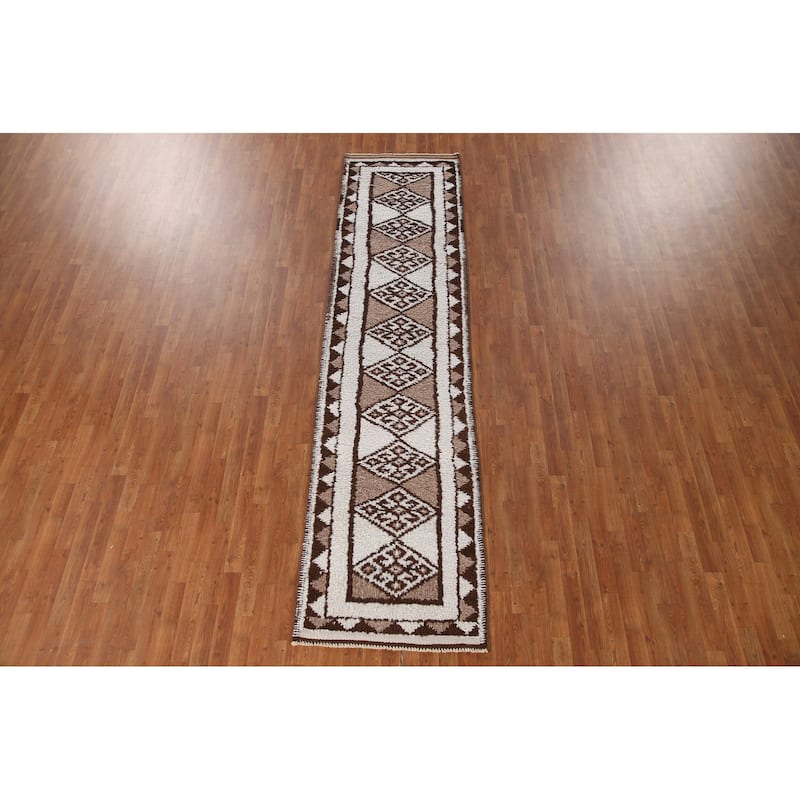 Natural Dye Tribal Anatolian Turkish Runner Rug Handmade Wool Carpet - 2'9"x 11'5"