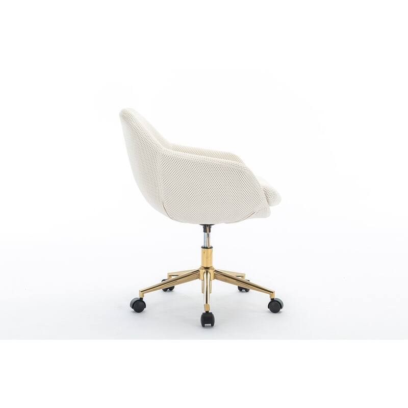 360°Swivel Home Office Chair With Adjustable Height and Gold Metal Base