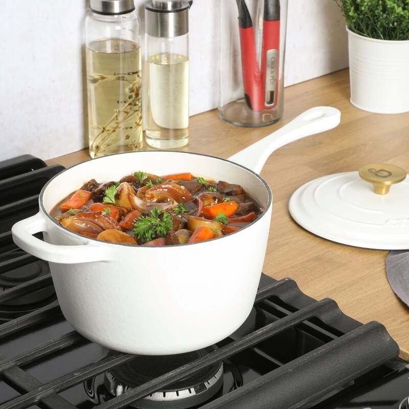 Crock-Pot 3 Qt Enamel Cast Iron Sauce Pan W/Lid