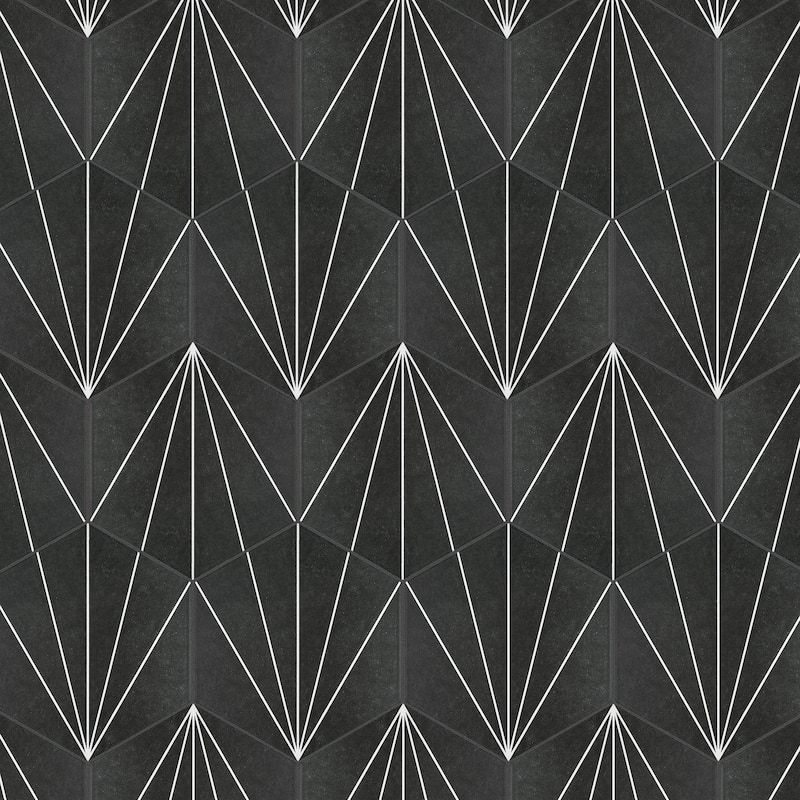 Merola Tile Aster Hex Nero 8-5/8" x 9-7/8" Porcelain Floor and Wall Tile