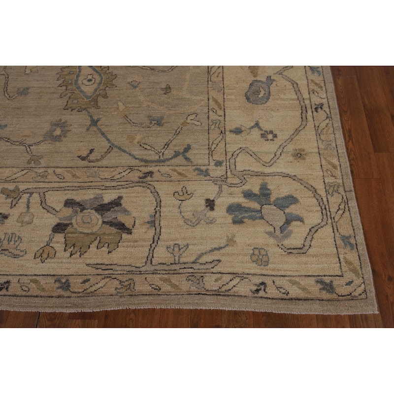 Oushak Turkish Area Rug Beige Hand-Knotted Wool Carpet - 8'1"x 10'1"