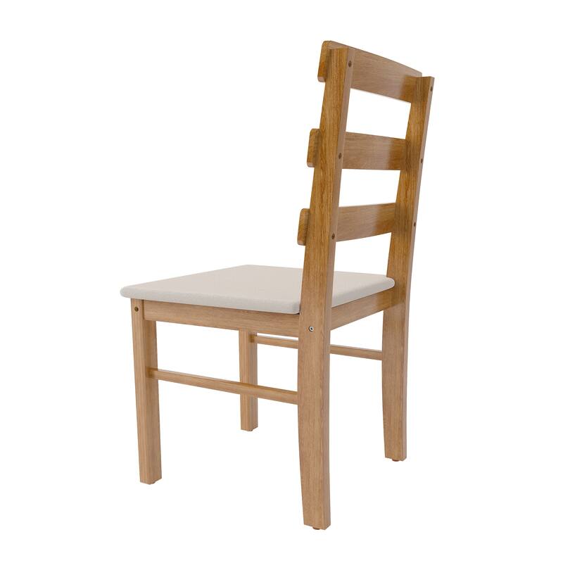 HOMEFUN Linen Upholstered Solid Wood Three Horizontal Back Dining Chair(set of 2) for Dining Room,Kitchen