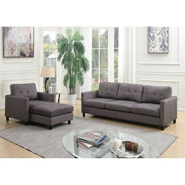 Shop Acme Ceasar Sectional Sofa In Gray Fabric Luxury Sofa 8 X 10 Overstock 31416047