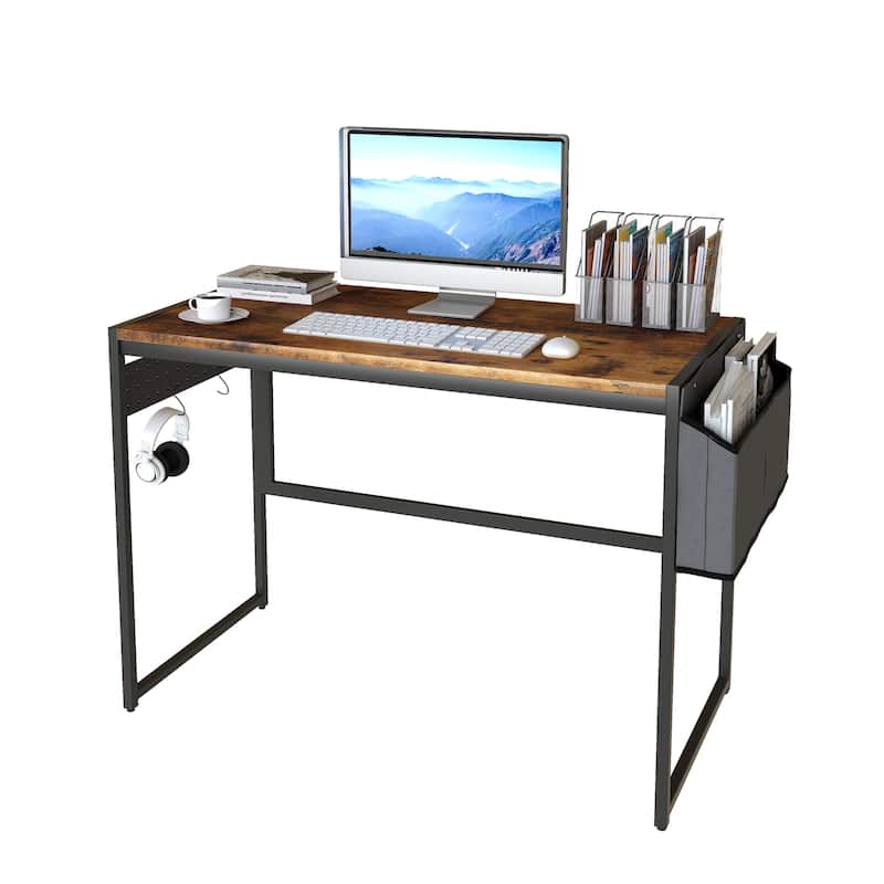 Mieres Home Office Computer Desk, Writing Study Desk, Modern Simple Style Laptop Table with Storage Bag and Hook