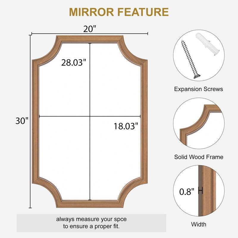 Full Scalloped Corners Arch Farmhouse Wall Mirror with Wood Frame