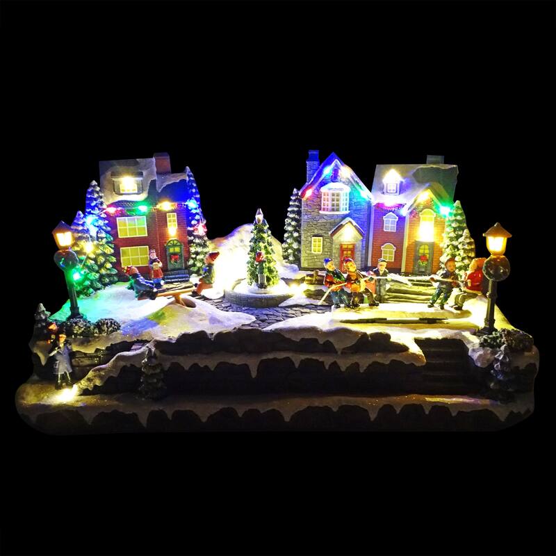 Alpine Corporation Christmas Winter Wonderland Set with LED Lights and Music