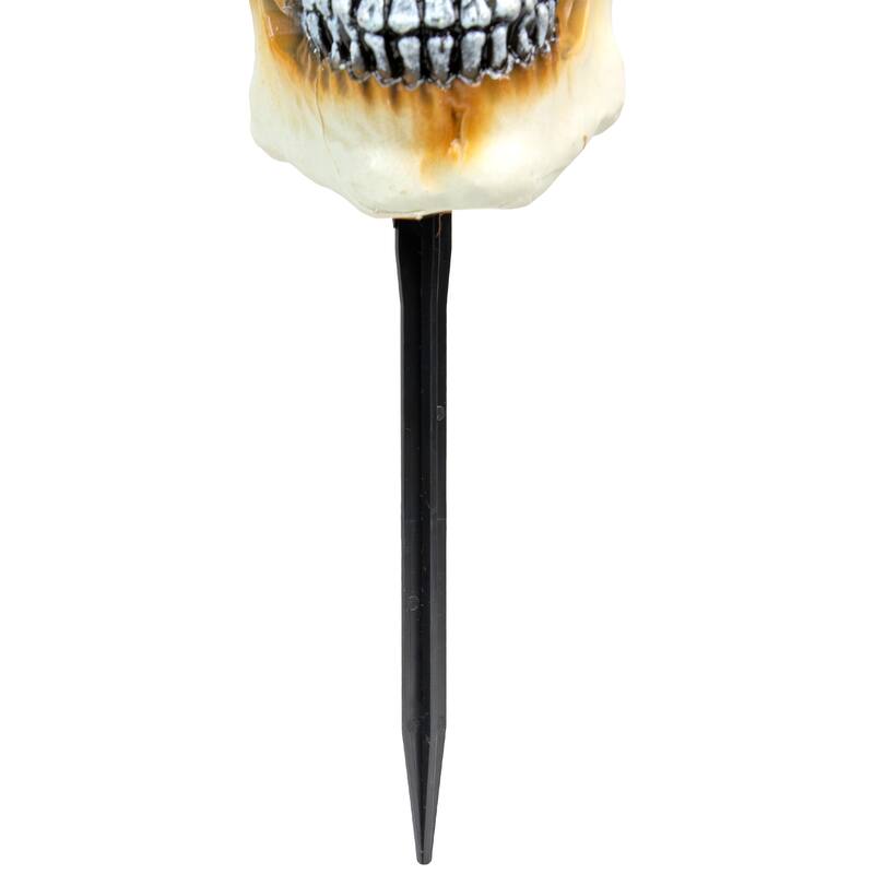 3 Lighted Skeleton Head Halloween Pathway Markers Sound B/O