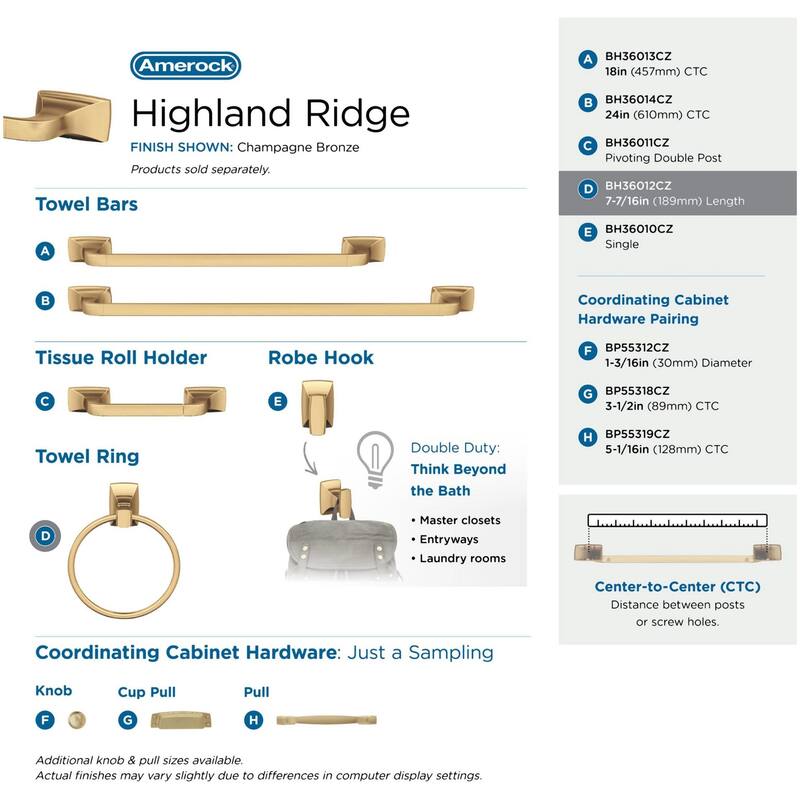 Amerock Highland Ridge 7-7/16" Wall Mounted Towel Ring