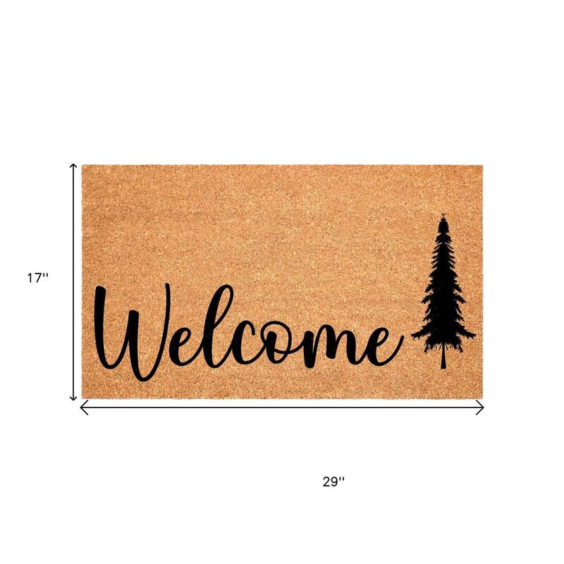 HomeRoots 17" X 29" Brown And Black Christmas Outdoor Coir Door Mat - 17.00' X '29.00
