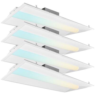 2x4 Center Basket LED Troffer 30/40/50W 3 Color Selectable 3500K/4000K/5000K Dimmable Drop Ceiling Damp Rated 4 Pack