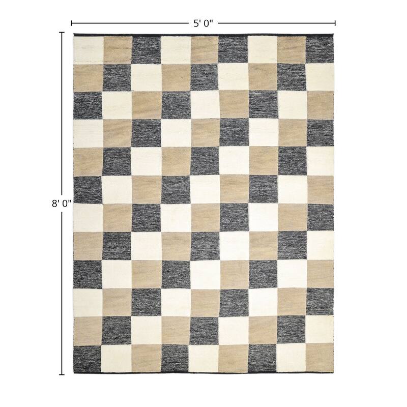 Overton Handmade Modern Contemporary Checkered Area Rug