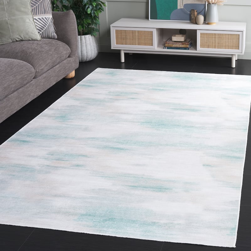 SAFAVIEH Malibu Rositta Machine Washable Slip Resistant Rug - 6' x 9' - Ivory/Green