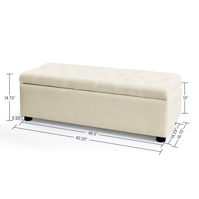 Subrtex Upholstered Storage Ottoman Bench for Living Room Bedroom