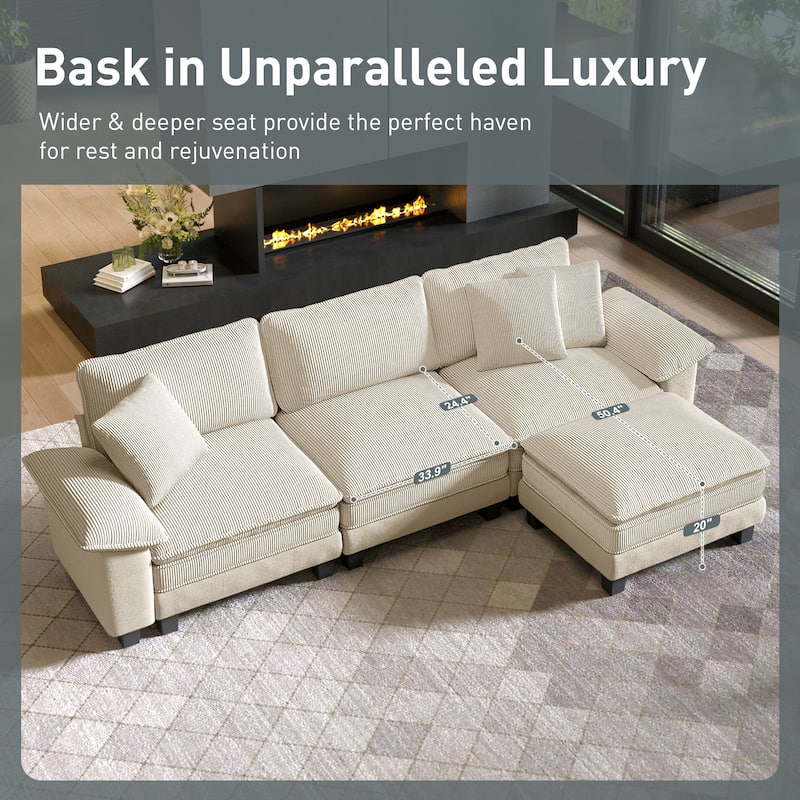 MAISON ARTS 3-Piece Sofa Set for Living Room, Comfy 3-Seater with Loveseat or Armchair, Modular Sectional Couch with Pillows