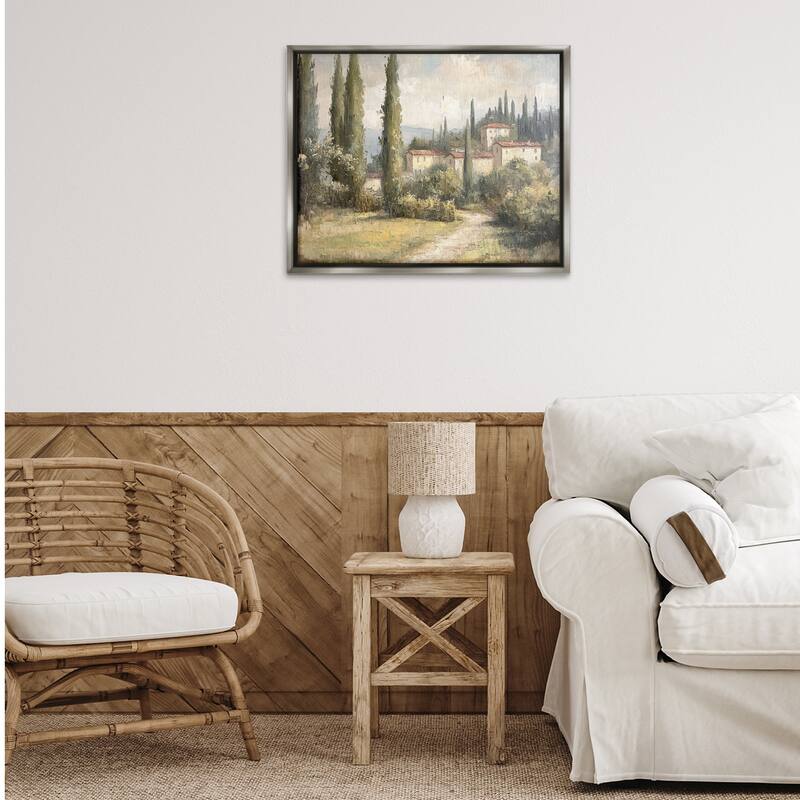 Stupell Villa Hidden in Trees Framed Floater Canvas Wall Art Design By Petal Prints Design