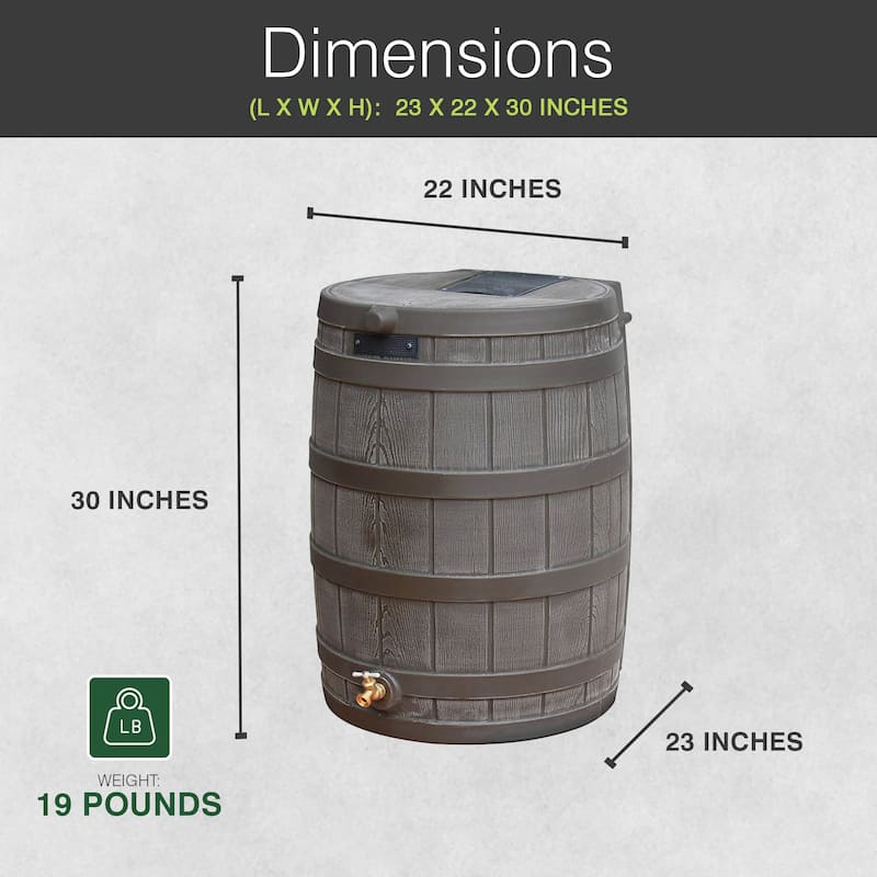 Good Ideas Rain Wizard 50 Gallon Rain Barrel Water Collector, Oak (2 Pack) - 19