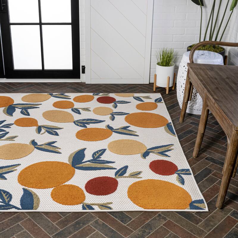 JONATHAN Y Flora Bold Lemon High-Low Indoor/Outdoor Area Rug