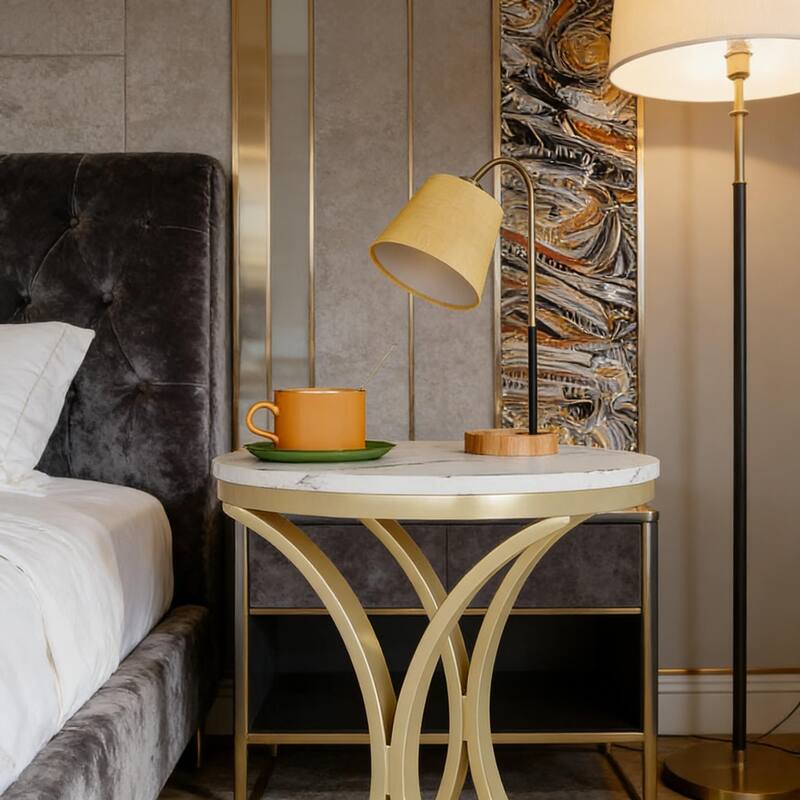 Versatile Design Sofa Side Table, Chic Round End Table, Narrow Coffee Table