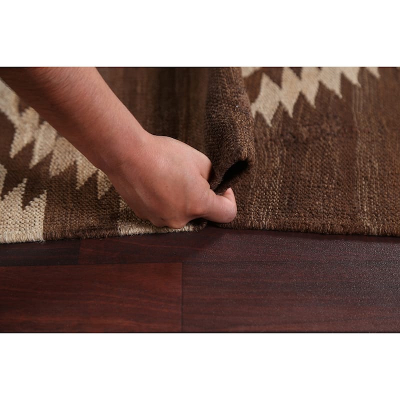 Natural Dye Tribal Geometric Kilim Oriental Wool Area Rug Flat-weave - 4'11" x 6'7"