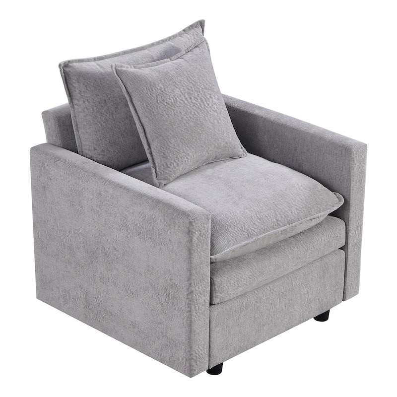 Chenille Fabric Comfy Deep Single Seat Sofa Upholstered Reading Armchair Living Room