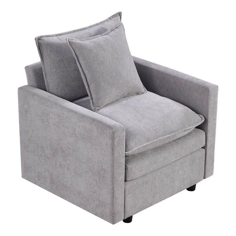 Chenille Fabric Upholstered Reading Armchair Comfy Deep Single Seat Sofa Living Room