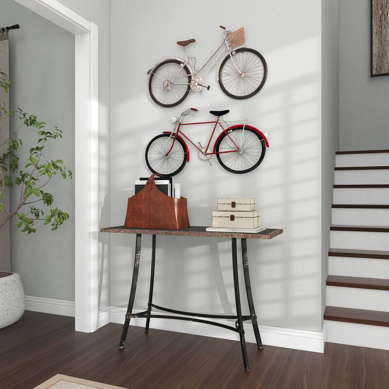 Metal Bike Wall Decor with Seat and Handles - Red - Roche River Decor