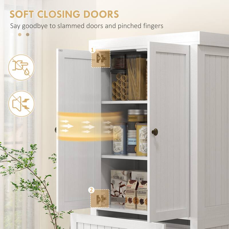 Farmhouse Kitchen Pantry Cabinet MDF with Adjustable Shelves and Soft Close Doors 72 Inch Storage Cabinet