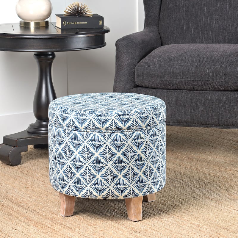 Carson Carrington Hnifsdalur Round Storage Ottoman - Navy
