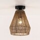 preview thumbnail 9 of 9, Dorn Bohemian Jute Rope Semi-Flush Mount - W10"x H13" - 10 in. W