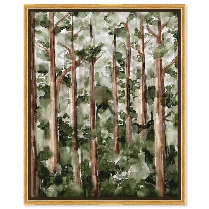 Art Remedy Wildy Forest Framed Landscape 1 Piece Canvas Wall Art Watercolor Style - 21 x 25 - Gold
