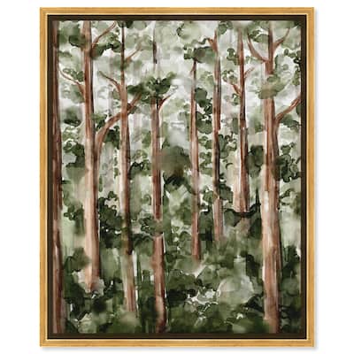 Art Remedy Wildy Forest Framed Landscape 1 Piece Canvas Wall Art Watercolor Style
