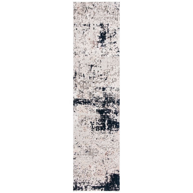 SAFAVIEH, Mayflower Sigried Modern Abstract Rug - 2'2" x 9' Runner - Ivory/Grey