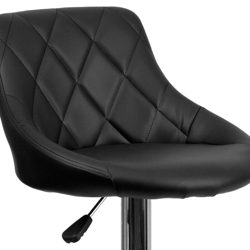 Vinyl Bucket Seat Adjustable Diamond Back Barstool (Set of 2) - 18.50"W x 19"D x 33.25" - 41.75"H