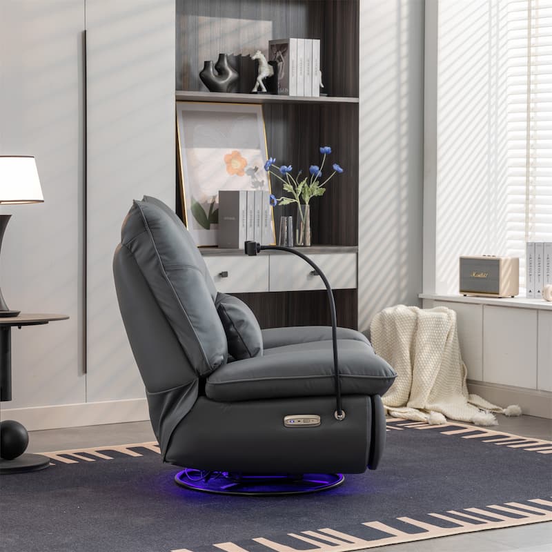 Swivel Power Recliner Chair with USB Port and Atmosphere Lamp