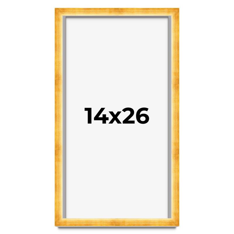 14x26 Shadow Box Frame Gold | 1.625 Inches Deep Real Wood Traditional