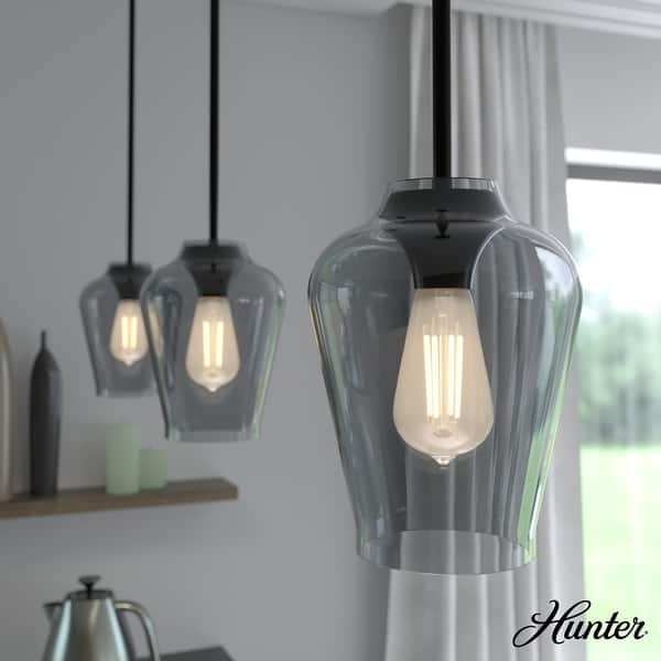 slide 2 of 10, Hunter Vidria 1-Light Mini Pendant - Kitchen Island, Dining Room, Bedroom - Contemporary, Transitional Matte Black