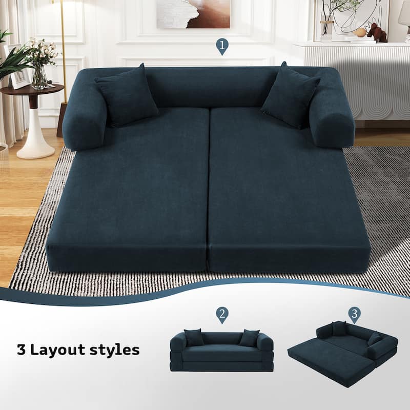 3-in-1 Convertible Sleeper Sofa with Pillows & Storage