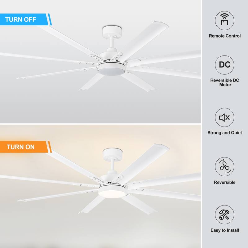 72-in Integrated LED Indoor Ceiling Fan with Light and Remote (8- Aluminum Blade)