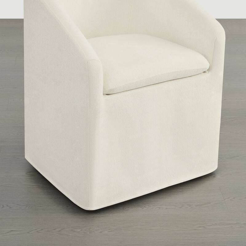 Spruce & Spring Modern Upholstered Dining Chair with Casters & Removable Slipcover